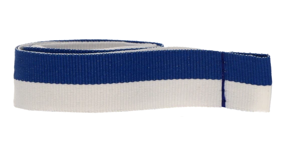 Ribbon for medal in blue — white colour