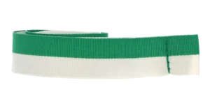 Ribbon for medal in green — white colour