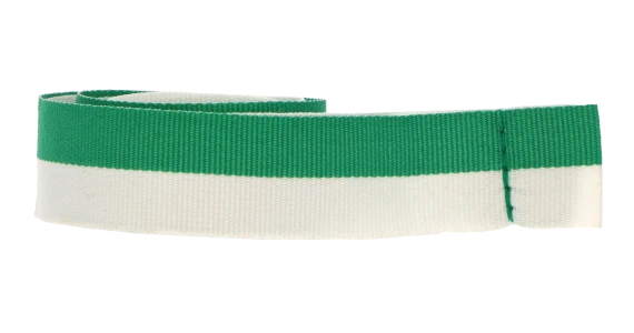 Ribbon for medal in green — white colour