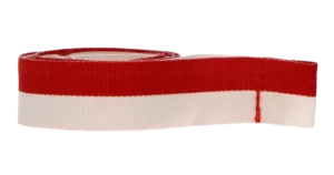 Ribbon for medal in white — red colour