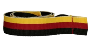 Ribbon for medal in yellow — red — black colour