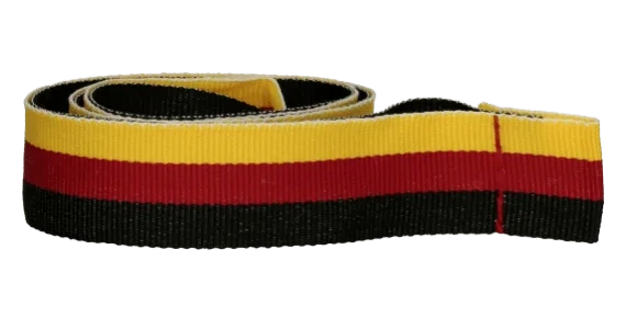 Ribbon for medal in yellow — red — black colour