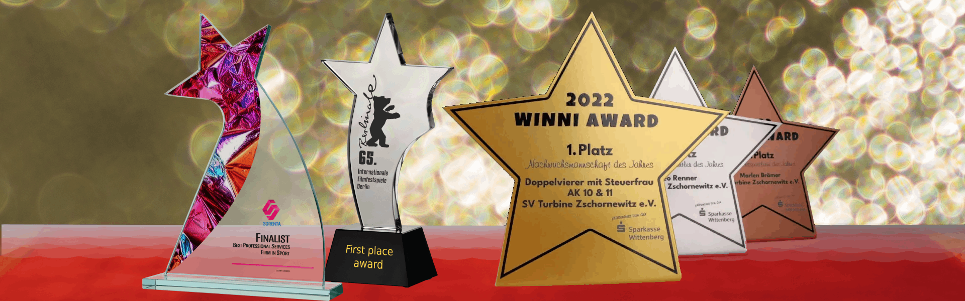 Star trophies made from glass or metal