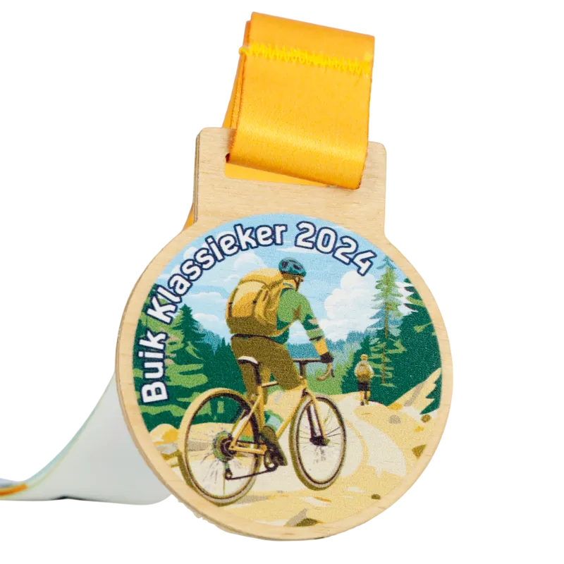 Wooden medal with color printing, Bulk Klassicker 2024 model.