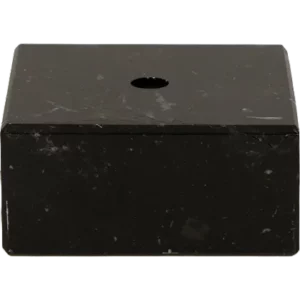 A sturdy black marble base with a pre-drilled hole, designed for mounting custom trophies.