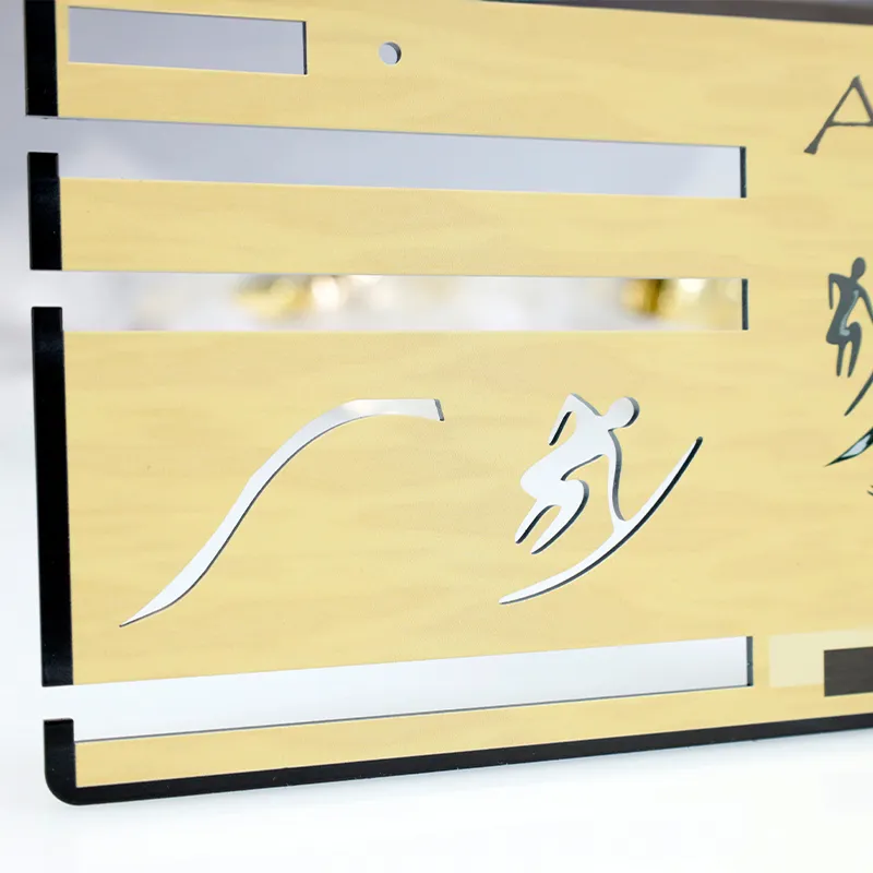 A close-up of the personalised ARChallenge medal hanger, highlighting intricate sports and nature-themed designs.
